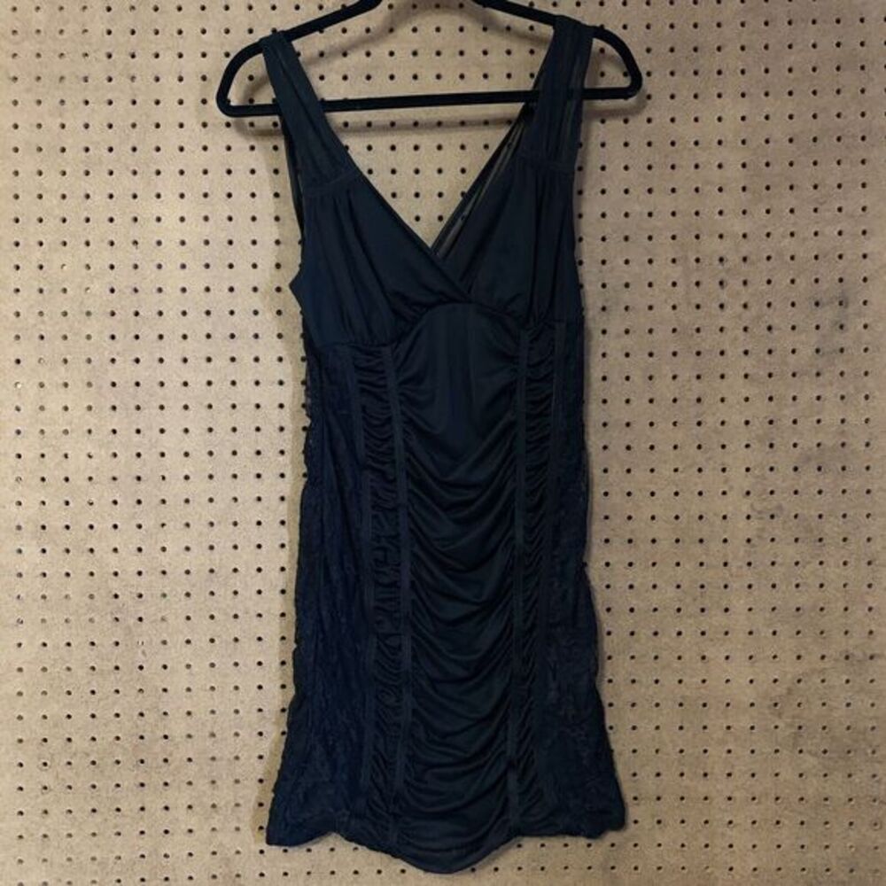Charlotte Russe Black Clubbing Dress Y2K Sexy Baddie BodyCon Lace Large Stretch